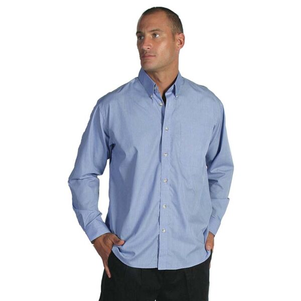 Polyester Cotton Chambray Business Shirt Long Sleeve Thumbnail