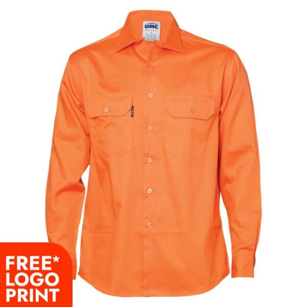 Mens Cotton Drill Work Long Sleeve Shirt Thumbnail